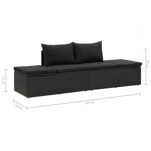 Solseng med hynder polyrattan sort
