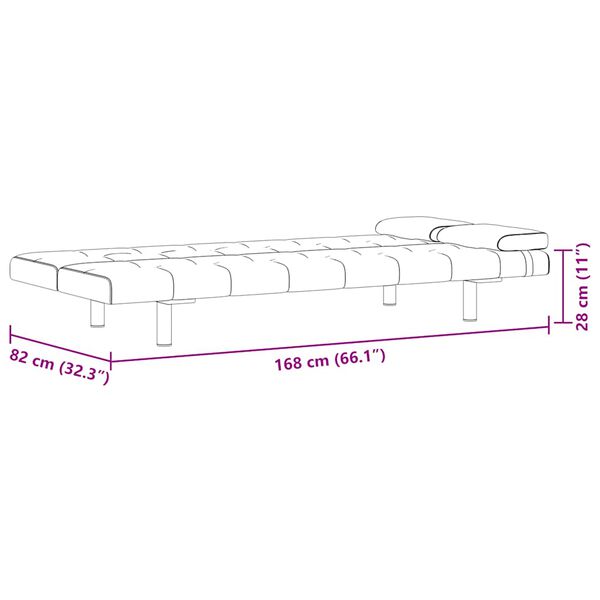 Sovesofa med to puder justérbar kunstlæder sort