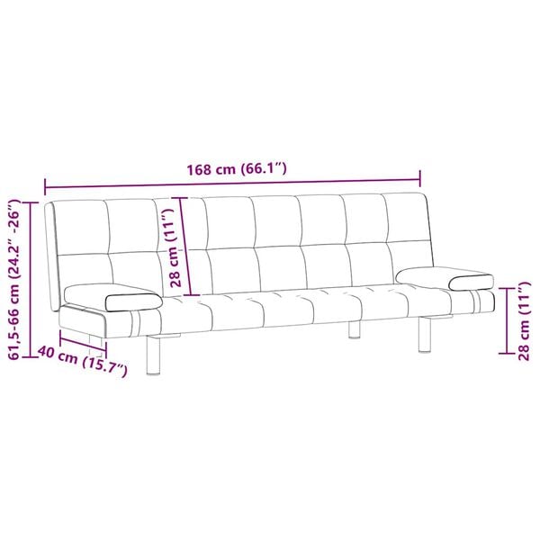 Sovesofa med to puder justérbar kunstlæder cremefarvet