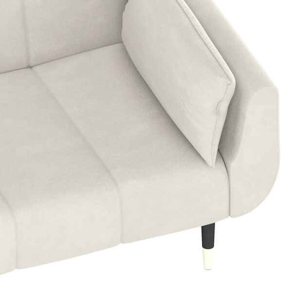 2-personers sovesofa med 2 puder fløjl cremefarvet