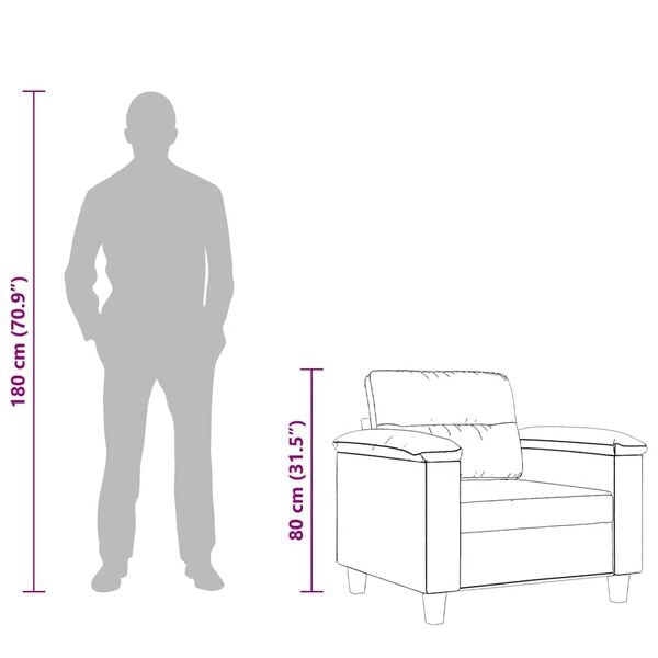 Lænestol 60 cm mikrofiberstof gråbrun