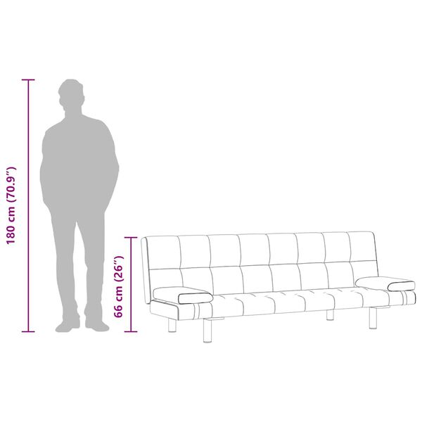 Sovesofa med to puder justérbar kunstlæder cremefarvet