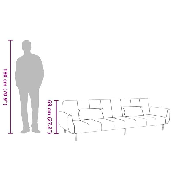 2-personers sovesofa med 2 puder fløjl cremefarvet