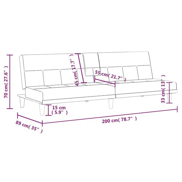 Sovesofa med kopholdere stof sort