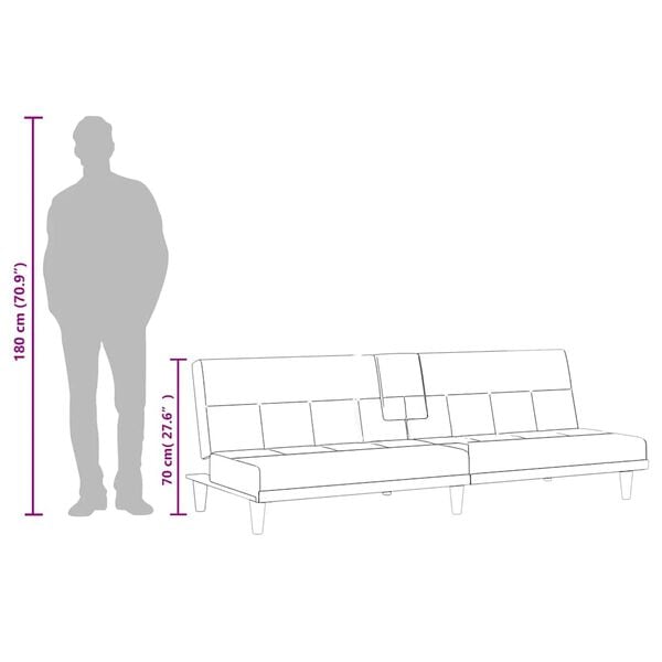 Sovesofa med kopholdere stof mørkegrå