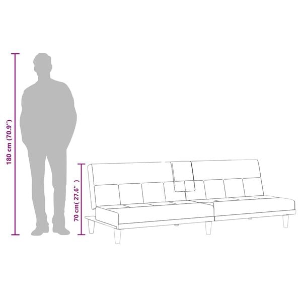 Sovesofa med kopholdere stof sort