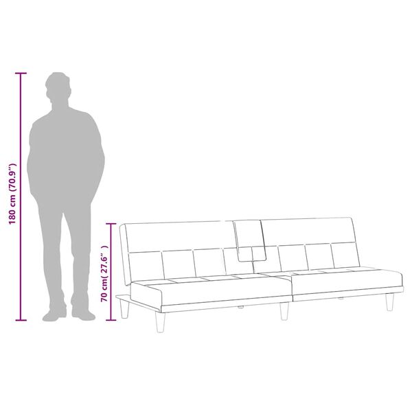 Sovesofa med kopholdere stof cremefarvet