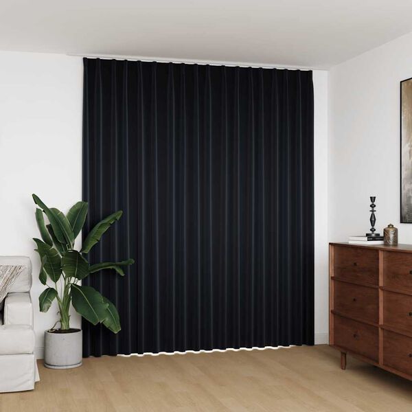 Mørklægningsgardin med kroge 290 x 245 cm sort