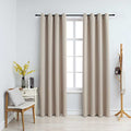 Mørklægningsgardiner 2 stk. med metalringe 140 x 225 cm beige