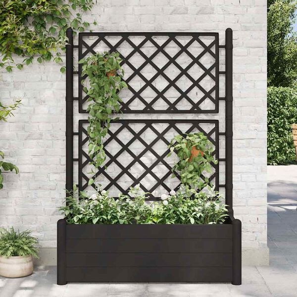 Plantekasse med espalier 100x43x142 cm PP antracitgrå
