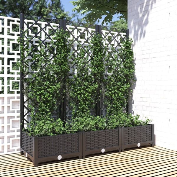 Haveplantekasse med espalier sort 120x40x121,5 cm PP