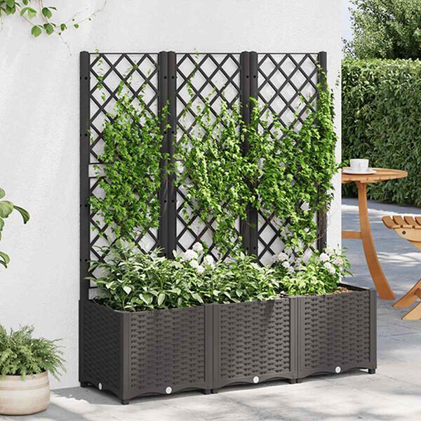 Haveplantekasse med espalier sort 120x40x136 cm PP