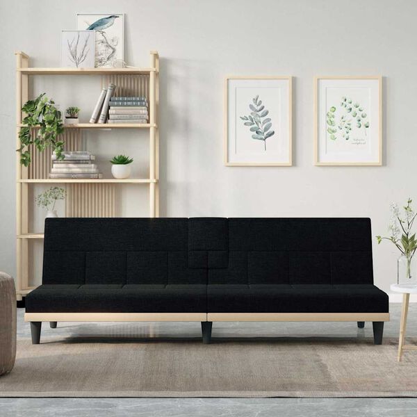 Sovesofa med kopholdere stof sort