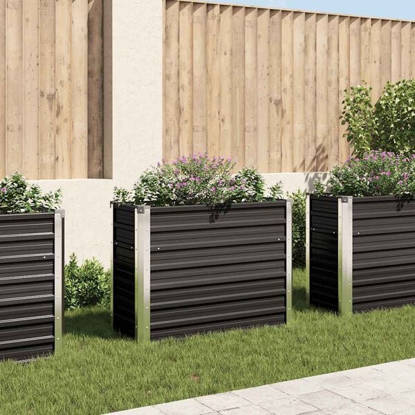 Hævet plantekasse 100x40x77 cm galvaniseret stål antracitgrå