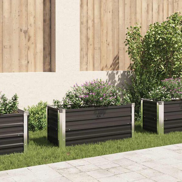 Hævet plantekasse 100x40x45 cm galvaniseret stål antracitgrå