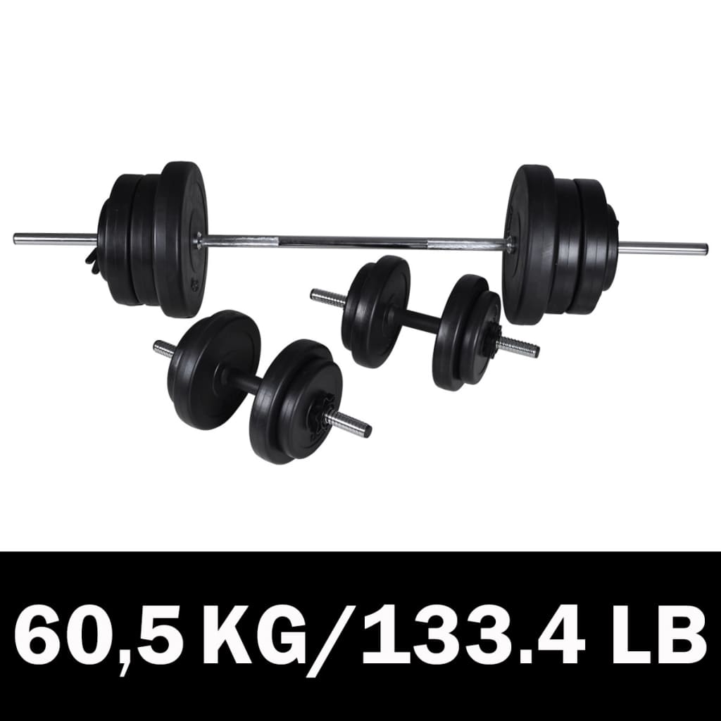 Vægtstang + 2 håndvægte 60,5 kg