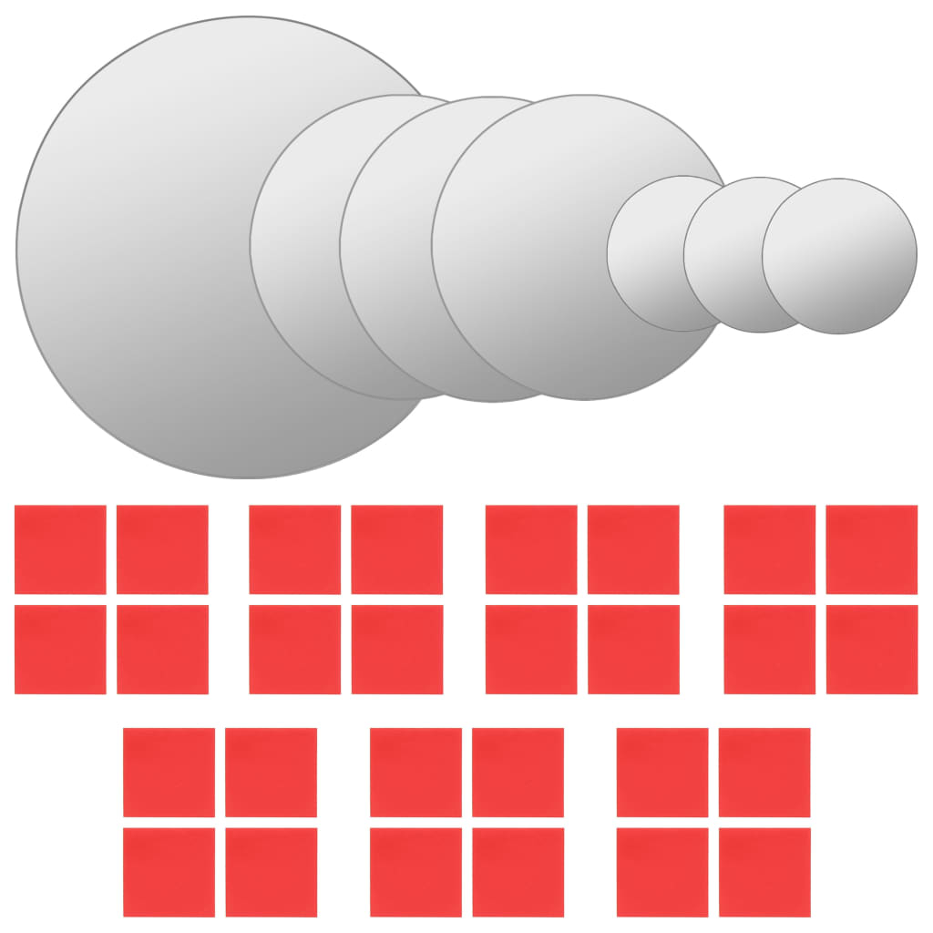 Vægspejlssæt i 7 dele rundt glas