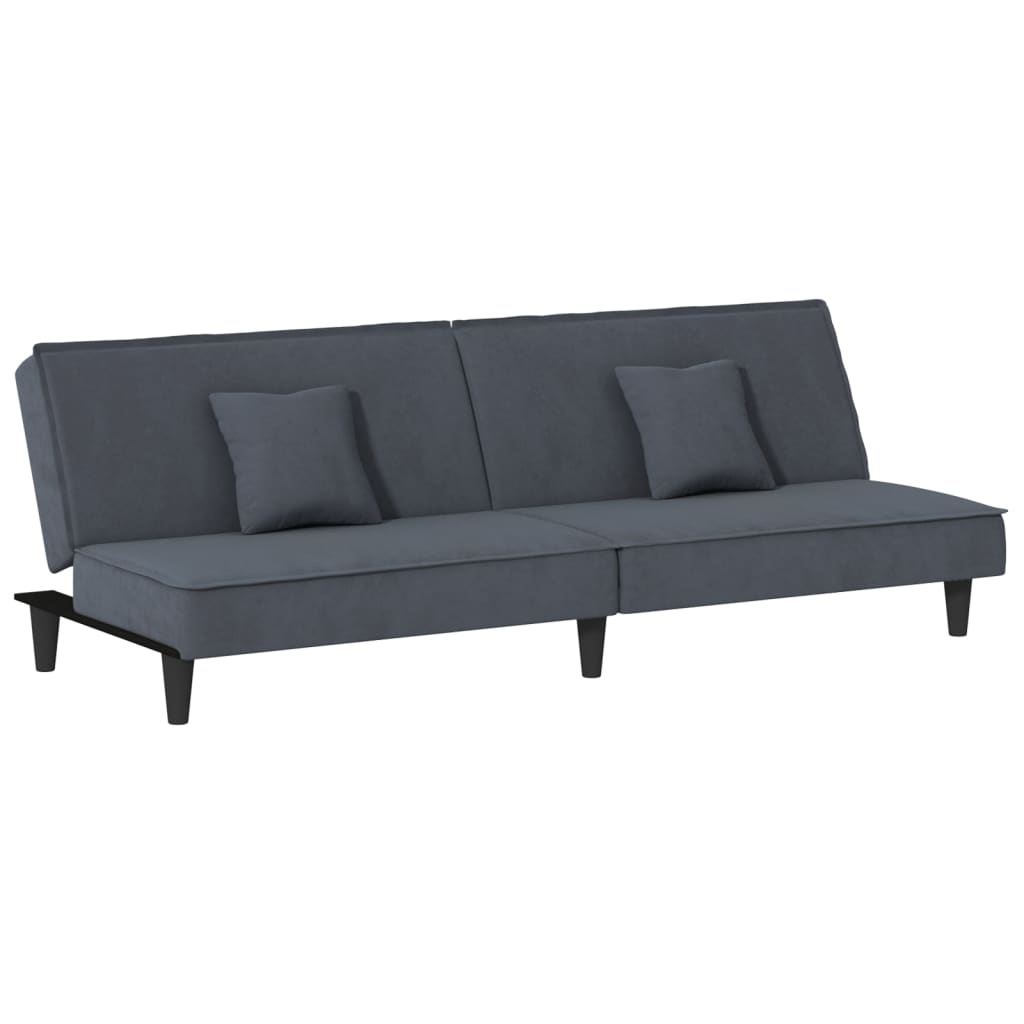 Sovesofa velour mørkegrå