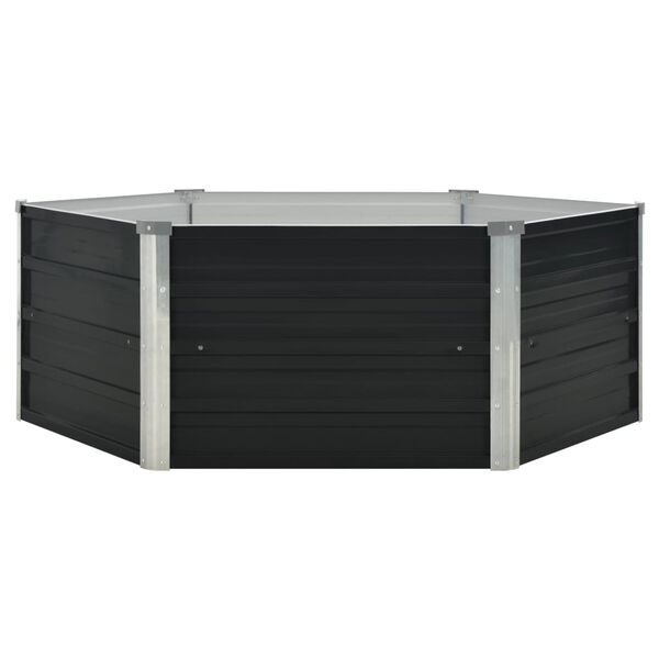 Hævet plantekasse 129x129x45 cm galvaniseret stål antracitgrå
