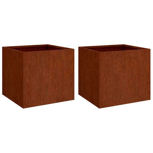 Plantekasser 2 stk. 42x40x39 cm cortenstål