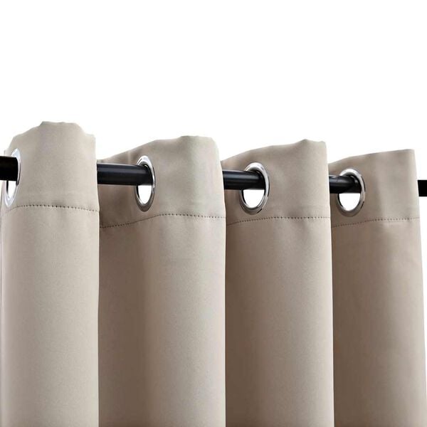Mørklægningsgardiner 2 stk. med metalringe 140 x 175 cm beige