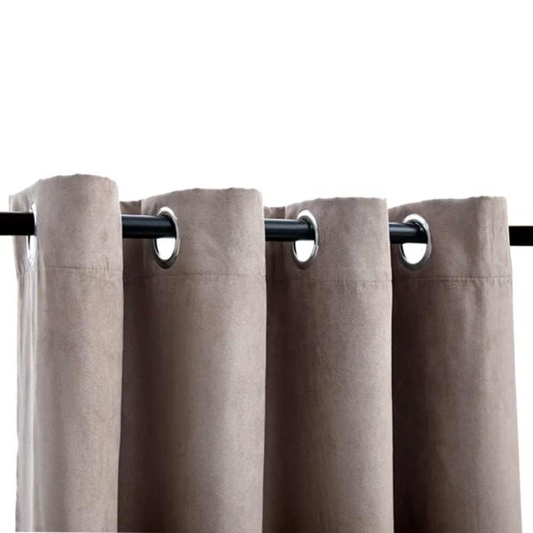 Mørklægningsgardiner 2 stk. med metalringe 140 x 225 cm gråbrun
