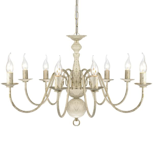 Antik lysekrone 8 x E14-fatninger metal hvid