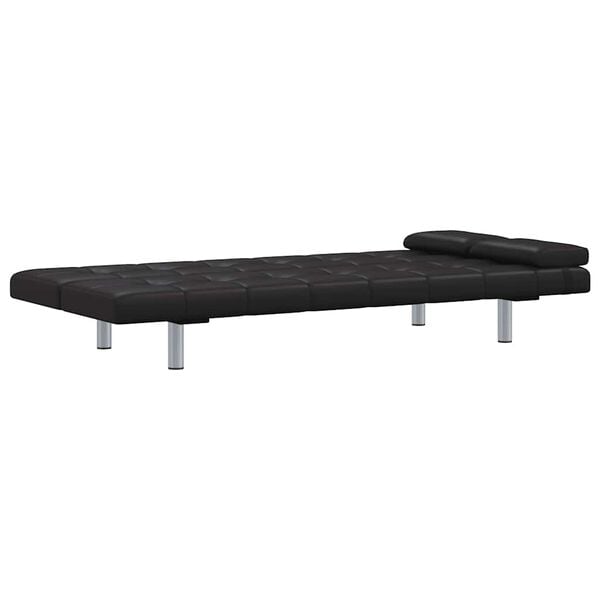 Sovesofa med to puder justérbar kunstlæder sort