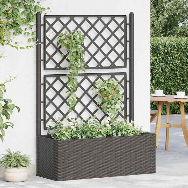 Højbed med espalier og automatisk vandingssystem antracitgrå