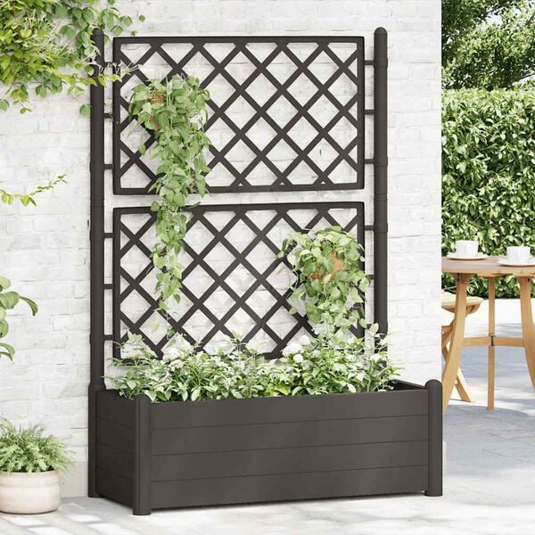 Hævet plantekasse 160x40x45 cm galvaniseret stål antracitgrå