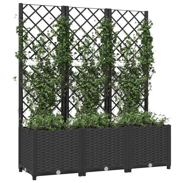 Haveplantekasse med espalier sort 120x40x136 cm PP