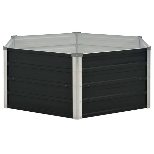 Hævet plantekasse 129x129x45 cm galvaniseret stål antracitgrå