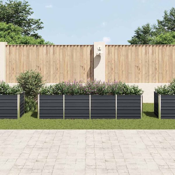 Hævet plantekasse 320x80x77 cm galvaniseret stål antracitgrå