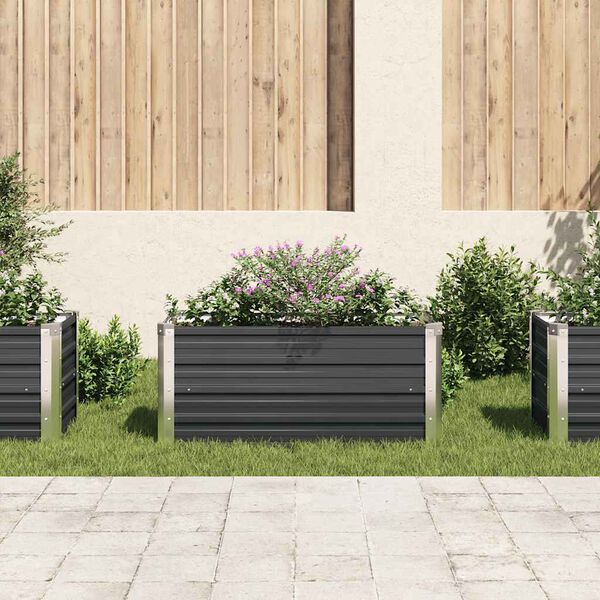 Hævet plantekasse 100x40x45 cm galvaniseret stål antracitgrå