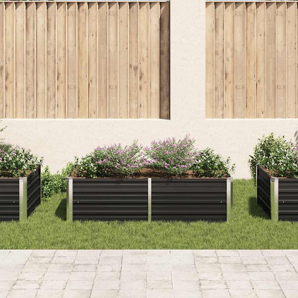 Hævet blomsterbed 160 x 80 x 45 cm galvaniseret stål antracit