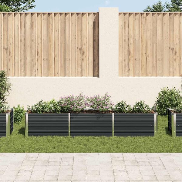 Hævet plantekasse 240x40x45 cm galvaniseret stål antracitgrå