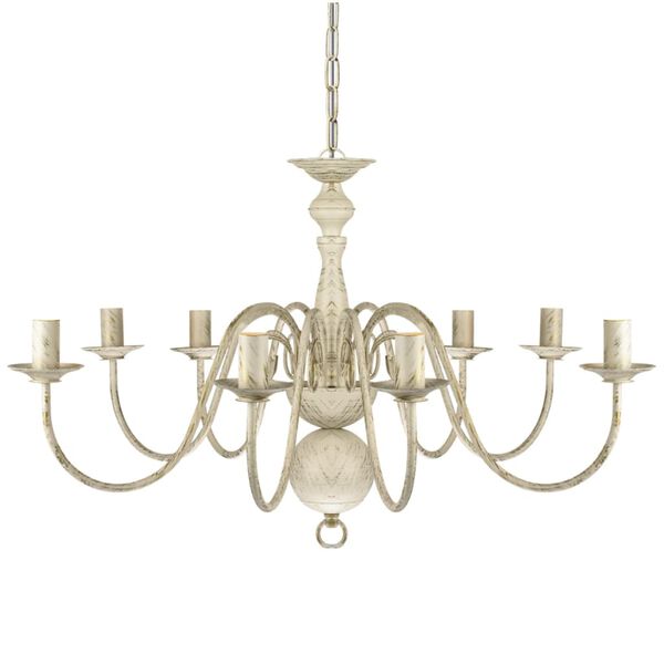 Antik lysekrone 8 x E14-fatninger metal hvid