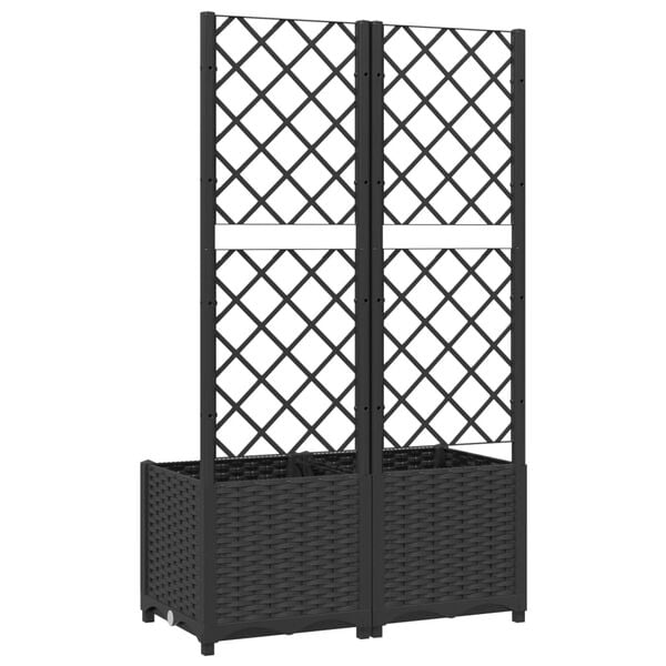 Haveplantekasse med espalier sort 80x40x136 cm PP