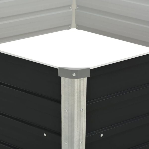 Hævet plantekasse 129x129x45 cm galvaniseret stål antracitgrå