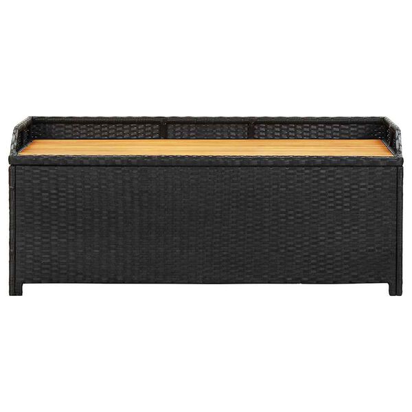 Havebænk med opbevaring 120 cm polyrattan sort