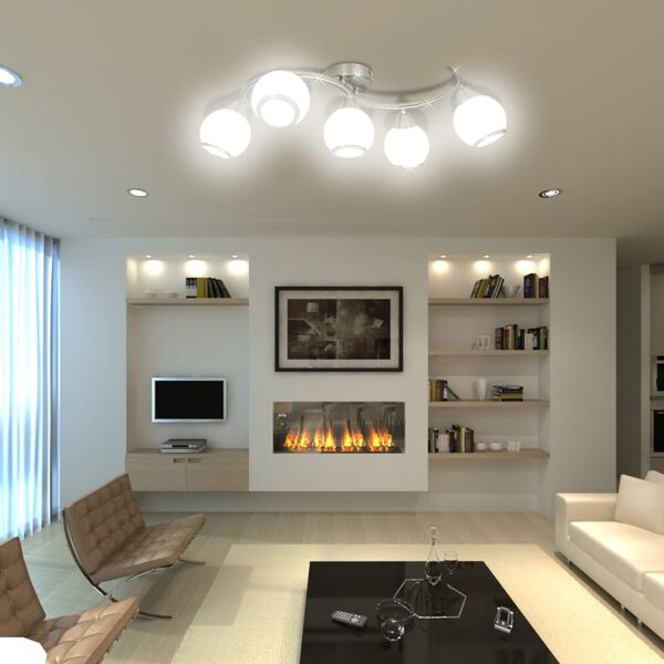 Loftslampe med glasskærme bølget