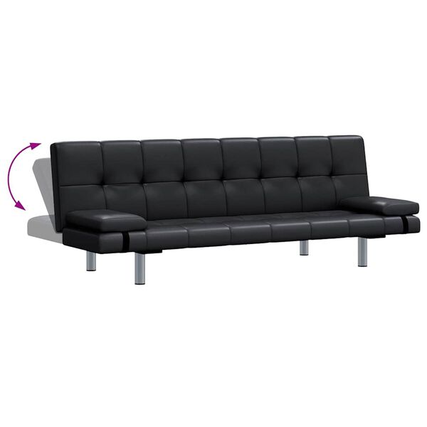 Sovesofa med to puder justérbar kunstlæder sort
