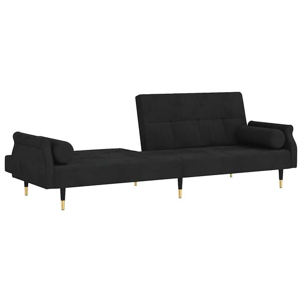 Sovesofa med hynder velour sort