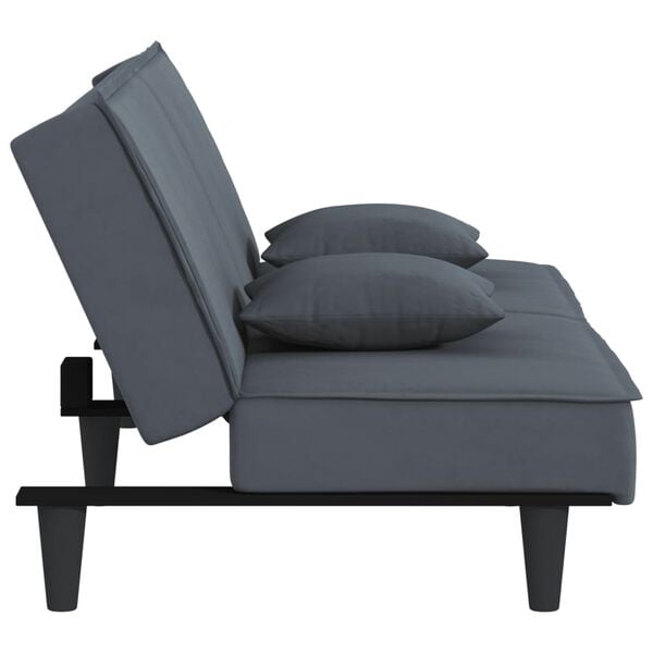 Sovesofa velour mørkegrå