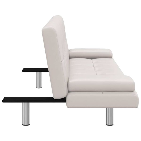 Sovesofa med to puder justérbar kunstlæder cremefarvet