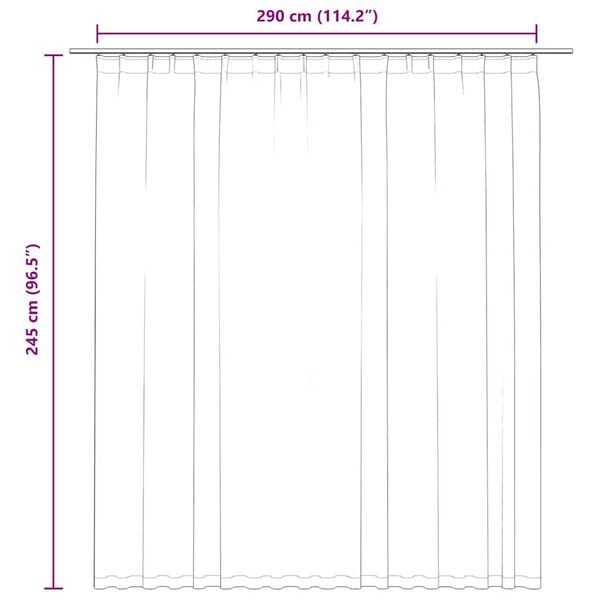 Mørklægningsgardin med kroge 290 x 245 cm sort