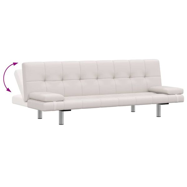 Sovesofa med to puder justérbar kunstlæder cremefarvet