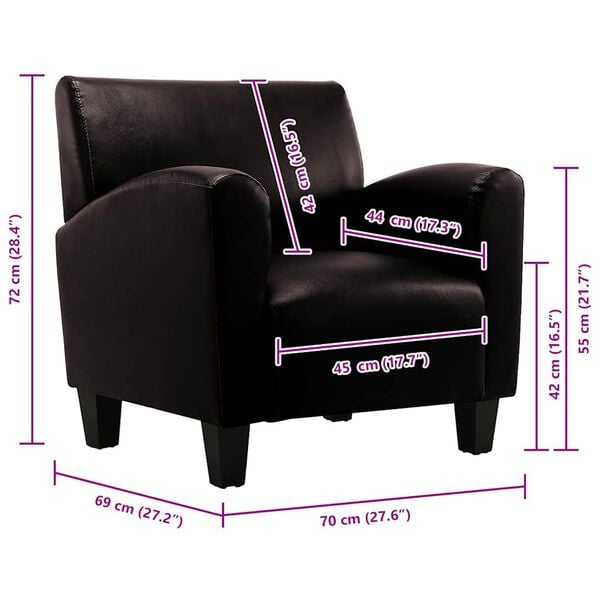 Lænestol kunstlæder mørkebrun