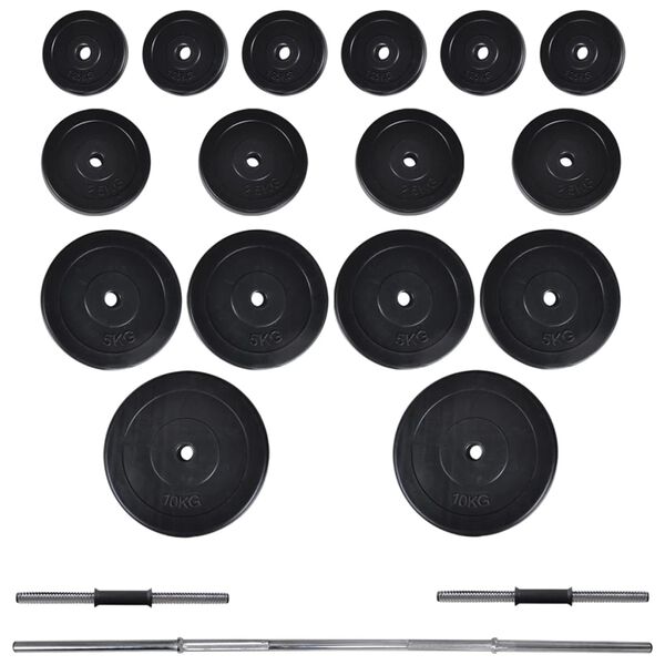 Vægtstang- og squat-stativ med vægtstang- og håndvægtsæt 60,5kg