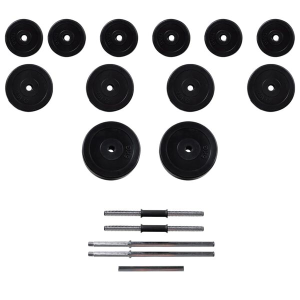 Vægtbænk med vægtstativ, vægtstang- og håndvægtsæt 30,5 kg